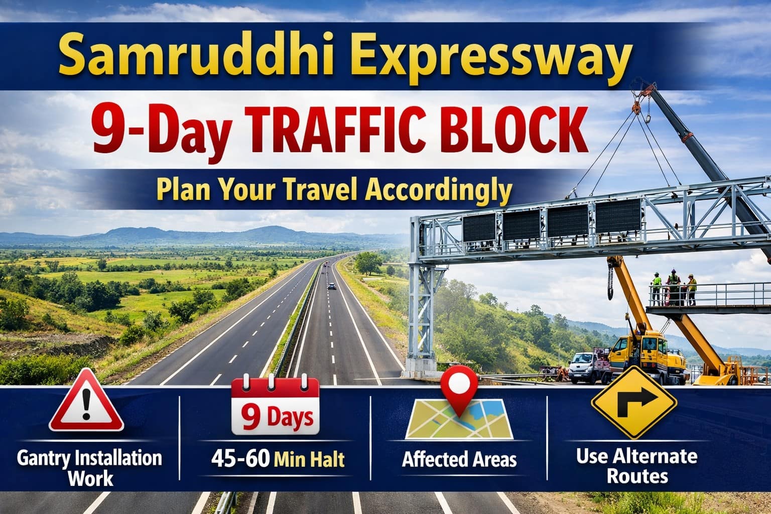 समृद्धि महामार्ग पर 9 दिनों का ट्रैफिक ब्लॉक